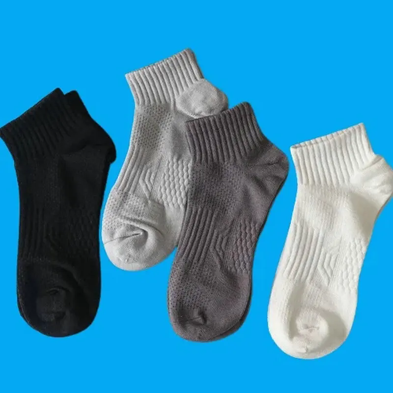 Calcetines deportivos de Color sólido para hombre, medias blancas con fondo de masaje que combinan con todo, absorbentes del sudor y desodorantes, 5/10 pares