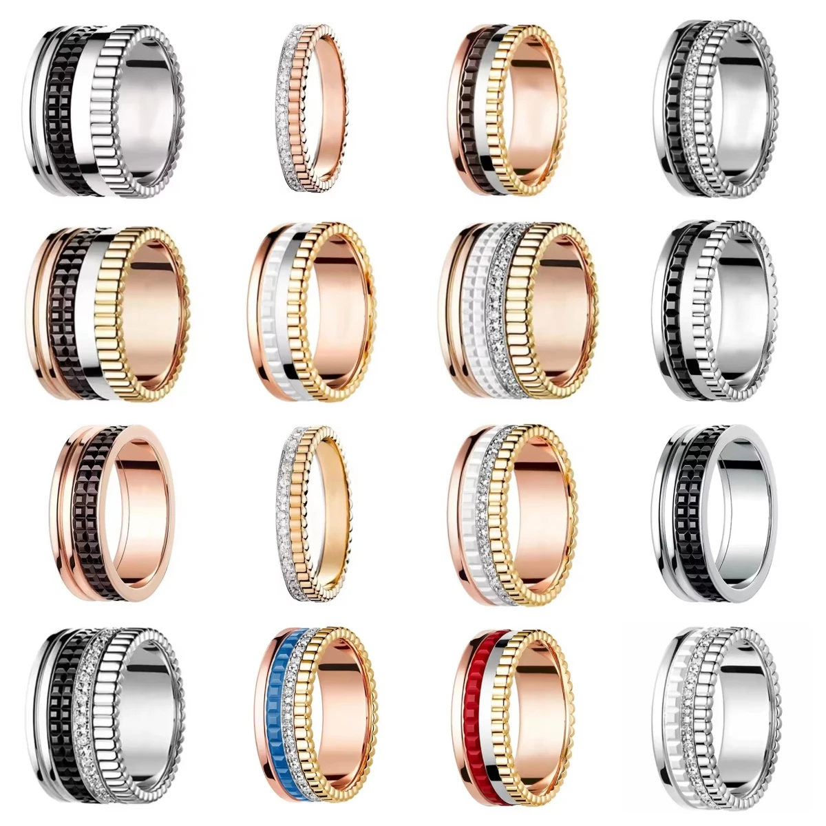 2024 Women's Ring Red, White, Black Rotating Ring, 925 Silver, Luxury Brand, Fashion Accessories