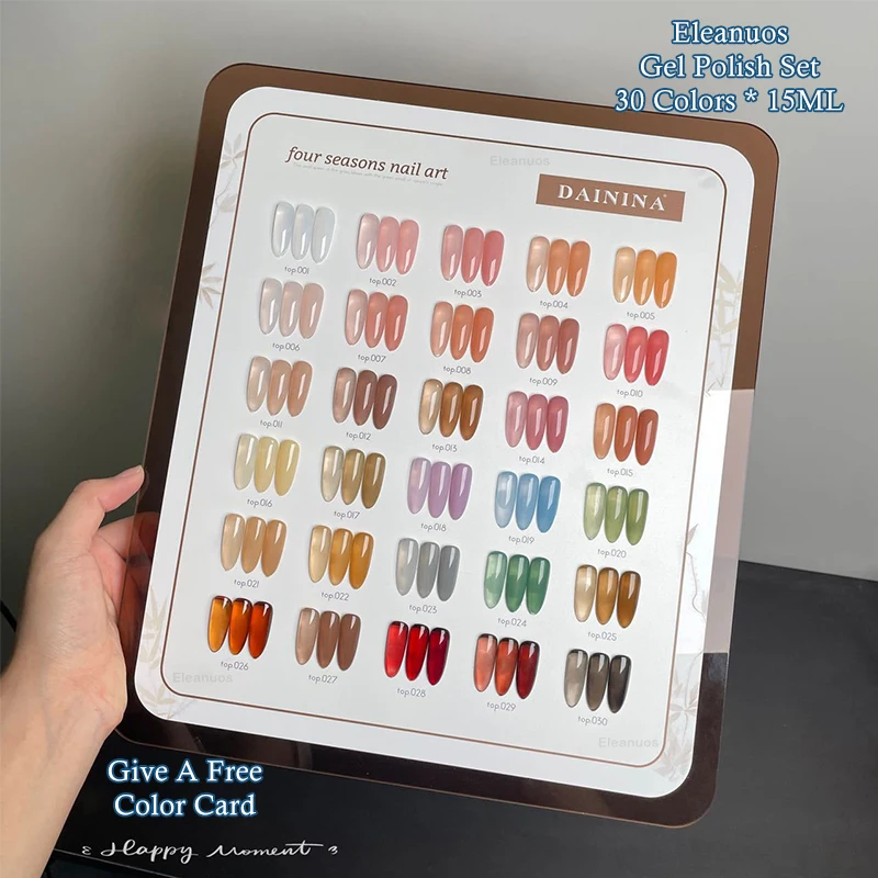 Eleanuos 30PCS UV Cure Honey Jelly Nude Gel Polish Translucent Clear Topcoat Long-lasting Salon Nail Enhancement Manicure Kit