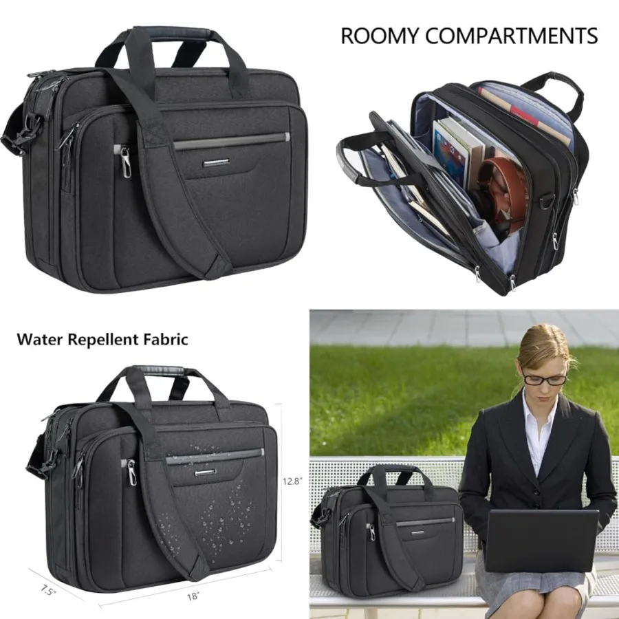 

VANKEAN Laptop Briefcase Premium Laptop Case Fits Up to 17.3 Inch Business Shoulder Bag Laptop Expandable Water-Repellent