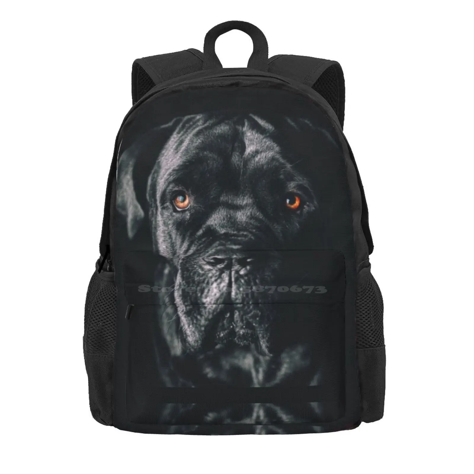 The Art Of Dog Cane Corso - Italian Mastiff Hot Sale Schoolbag Backpack Fashion Bags Black And White Dark Background Eye