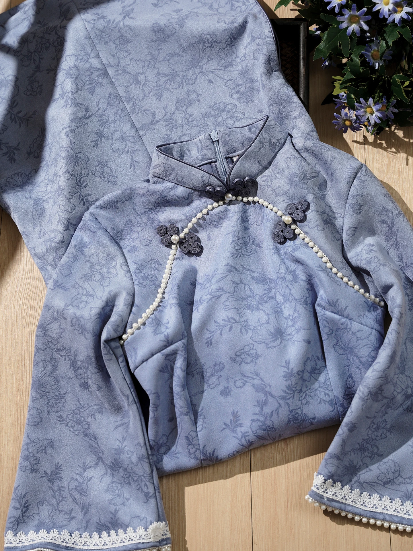 

Синее молодежное ципао с широкими рукавами в стиле Цзяннань, ретро, эпохи Китайской Республики, повседневное, для невысоких женщин.