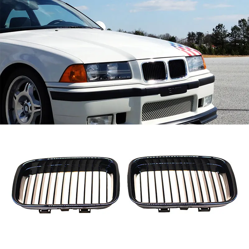 Gloss/Matte Black Grille ABS Front Replacement Hood Kidney Grill For BMW E36 1992 1993 1994 1995 1996 318i 323i 325i 320i 328i