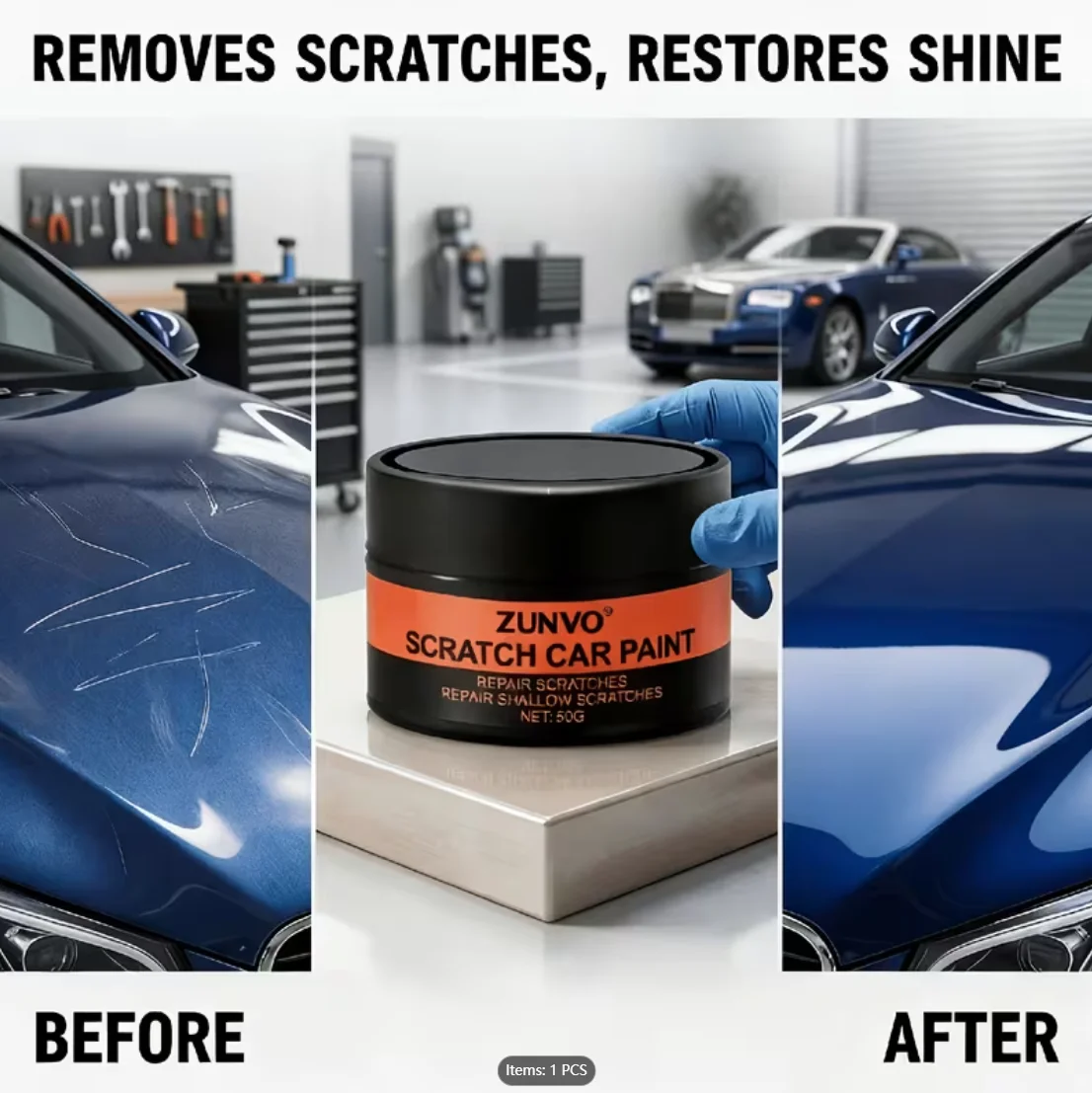 Car paint scratch remover restores smooth finish, removes scratches. Easy-to-apply formula for all colors, polishes & levels sur