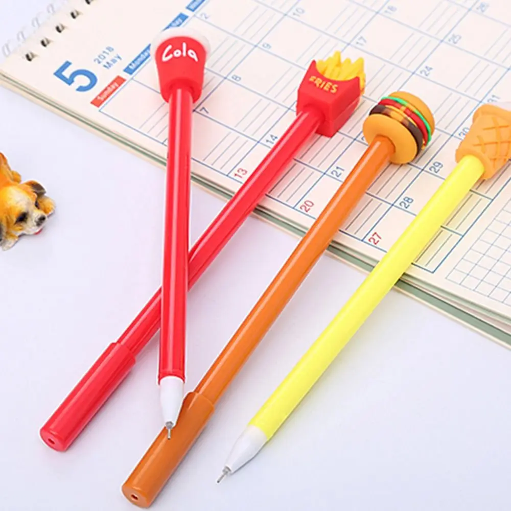 4 Pcs Cartoon Creative Rollerball Pen Kawaii Cola Simulation Food Gel Pen French Fries Ice Cream Black Signature Pen Student