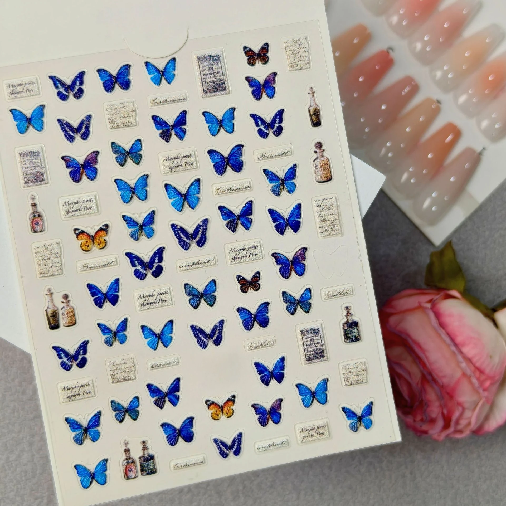 1 set 5D reliëf vlinder nagels - Nail Art Ice Blue recensie en prijs