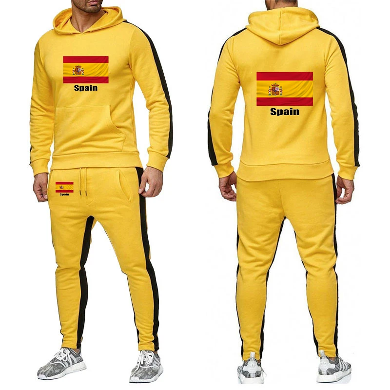 2026 Football Team Spring And Autumn Men's Spanish Flag Logo Print Sweatshirt Lightweight Hoodies Leisure Sports Pants Suits view 5
