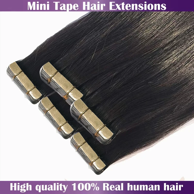 

Luna Straight 40 Pcs Seamless Tape In Hair Extensions Human Hair Invisible Tape In Brazilian Natural Black Remy 100% Human Hair