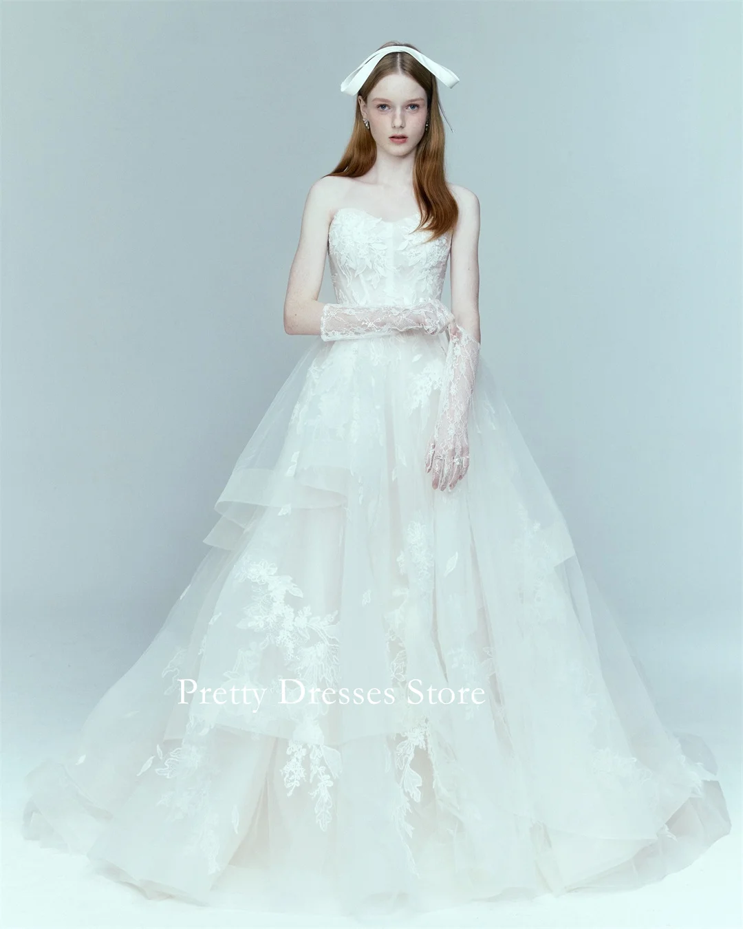 Sweetheart 2025 Style Garden Customized Ivory Tulle Applique Wedding Dresses Short Sleeves Elegant Bride Growns Party Women