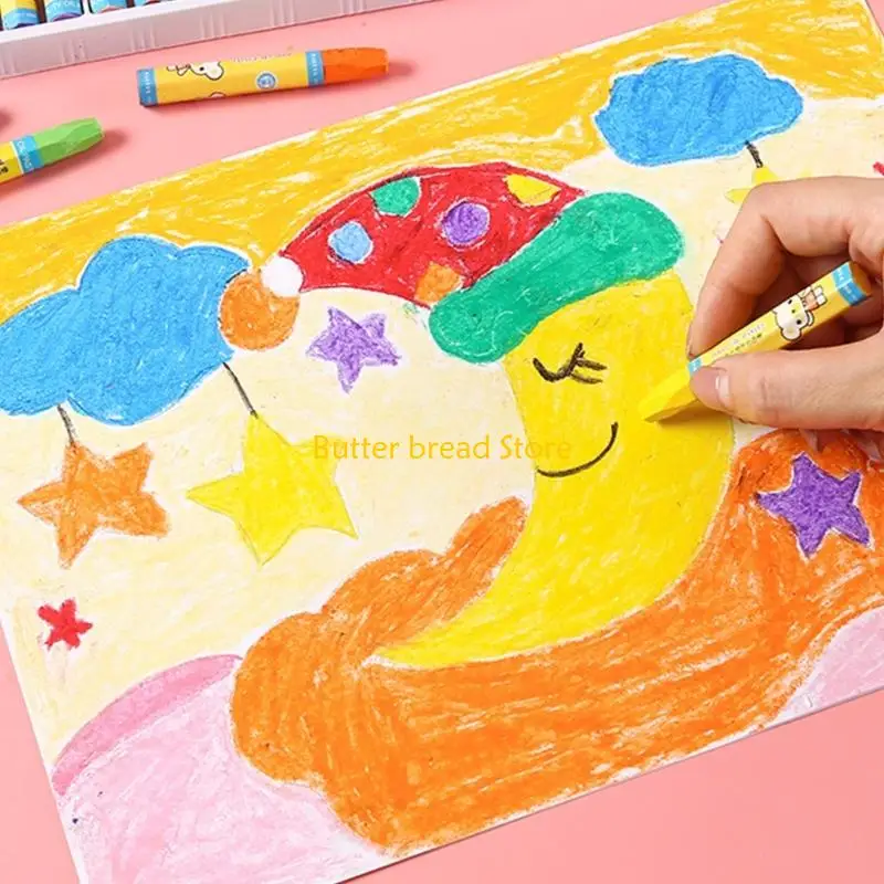 W89C洗えるクレヨンペン12/18/24/36色グリップの簡単な幼児用クレヨン