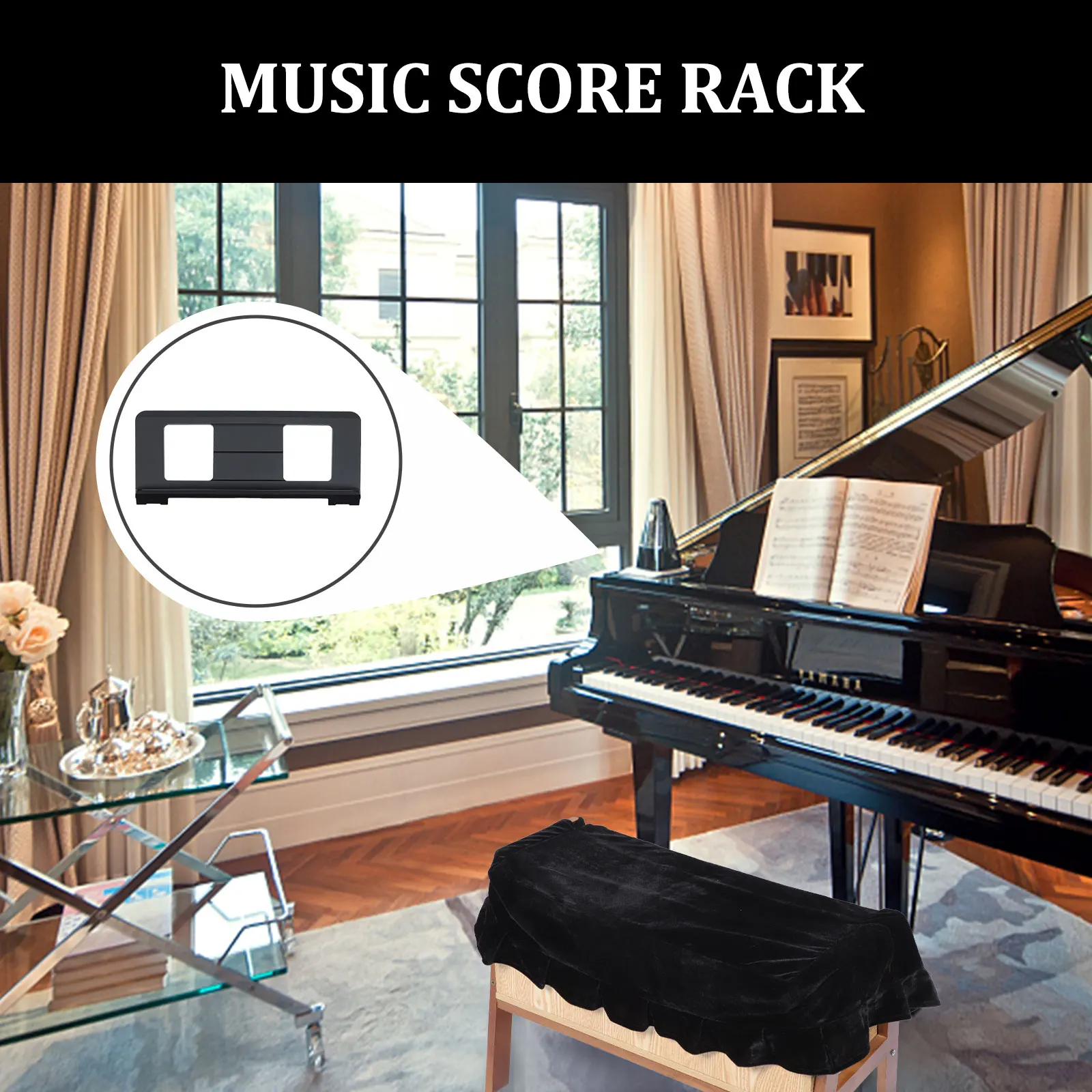 

Music Stand Thickened ABS Sheet Holder Keyboard Laptop Clip Desktop Book Weight Page Tie Portable for Guitar Accessories