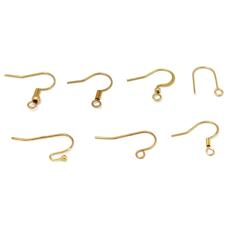 50Pcs/Lot Brass Unplated Earrings Hooks Earrings Clasps Findings Hypoallerge Ear Wires For DIY Jewelry Making Supplies Wholesale