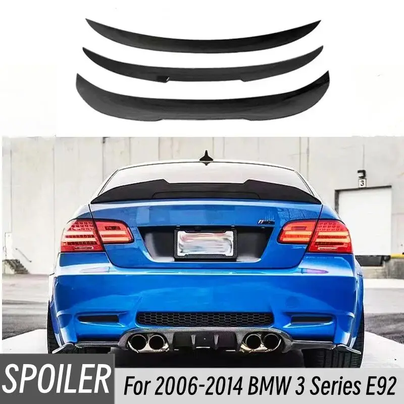 For 2006-2014 BMW 3 Series E92 2 Door M4 MP PSM Style Black Carbon Car Rear Trunk Lid Lip Spoiler Wings Accessories