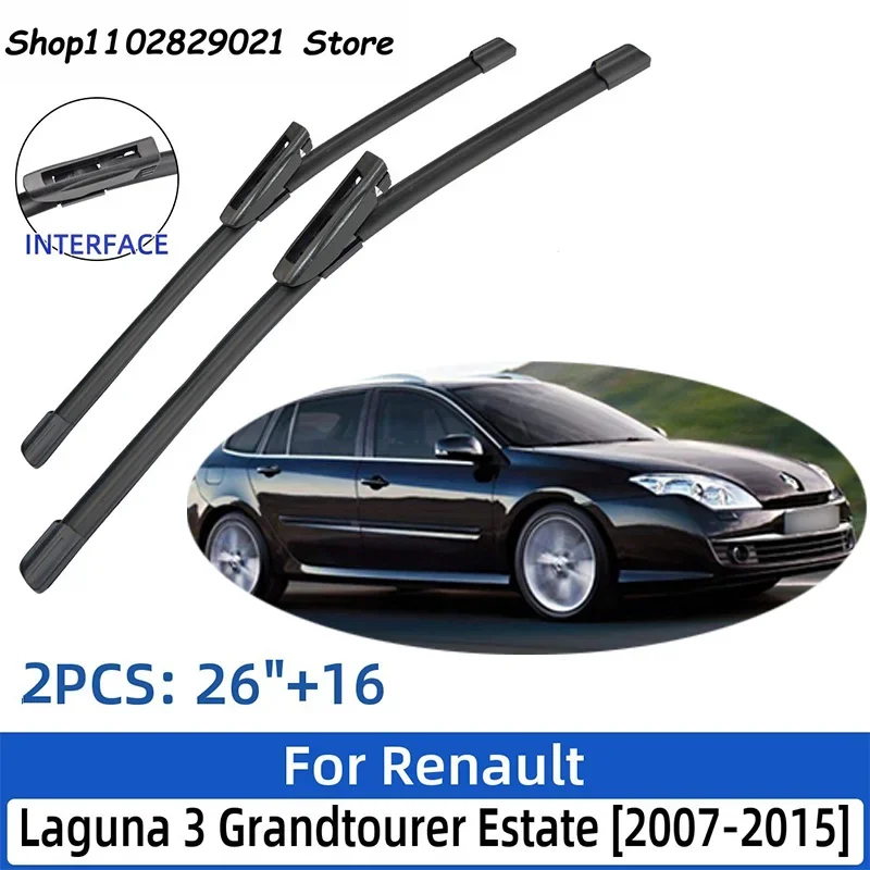 

For Renault Laguna 3 Grandtourer Estate 2007-2015 26"+16"Front Rear Wiper Blades Windshield Windscreen Window Cutter Access