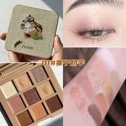 Makeups NOVO Embroidered 9-Color Eyeshadow Palette Pearlescent Matte Waterproof Non-peeling Affordable Earthy Eyeshadow Cosmetic