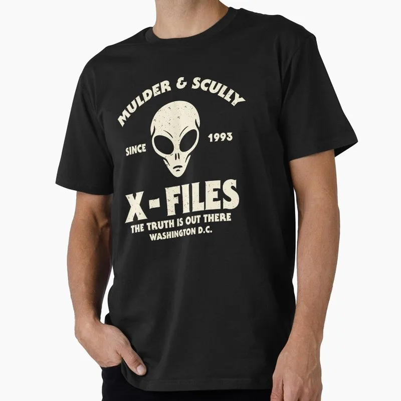 Trust No One Vintage Sci fi tv series The X Files Gift t shirt 1104 Retro Alien movie Graphic clothes All size tops S-6XL