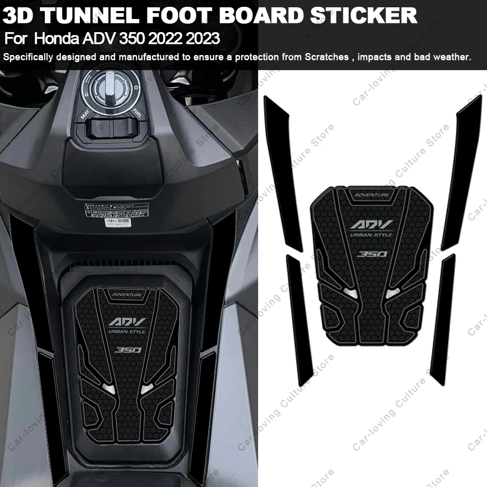 Waterproof Protective Sticker Motorcycle Tunnel Foot Board Sticker 3D Epoxy Resin Sticker For Adv 350 2022 2023