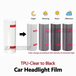 UV Color Changing Film Tpu ppf Photochromic Car Headlight Film Transparent to Black Purple