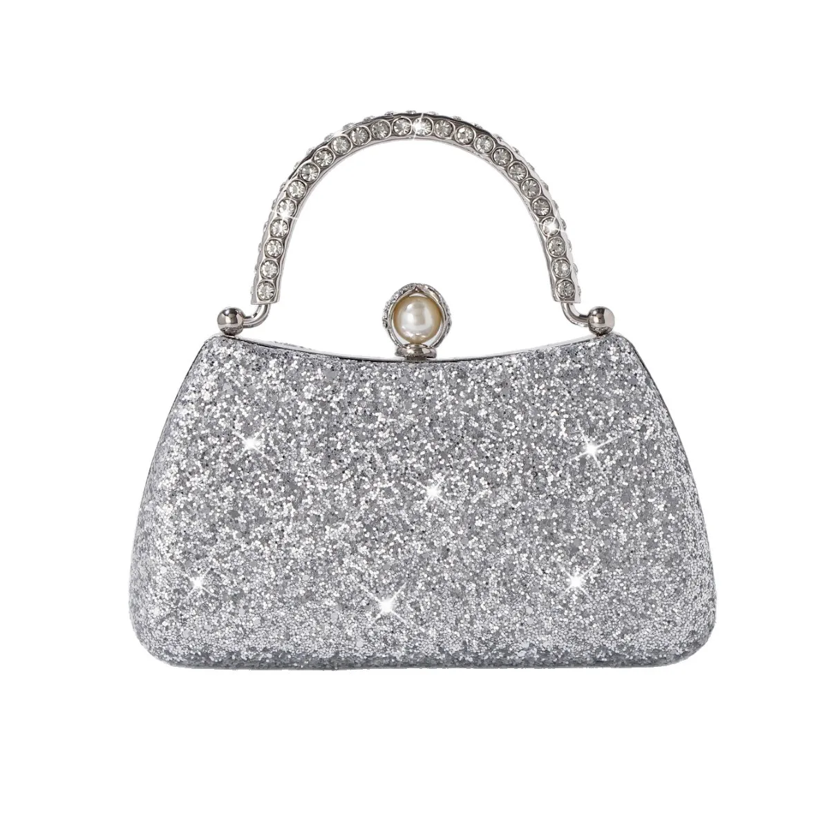 

Luxury Evening Bag - European & American Style Sparkling Sequin Wave - Detailed Rhinestone-Encrusted Handbag/Shoulder Bag