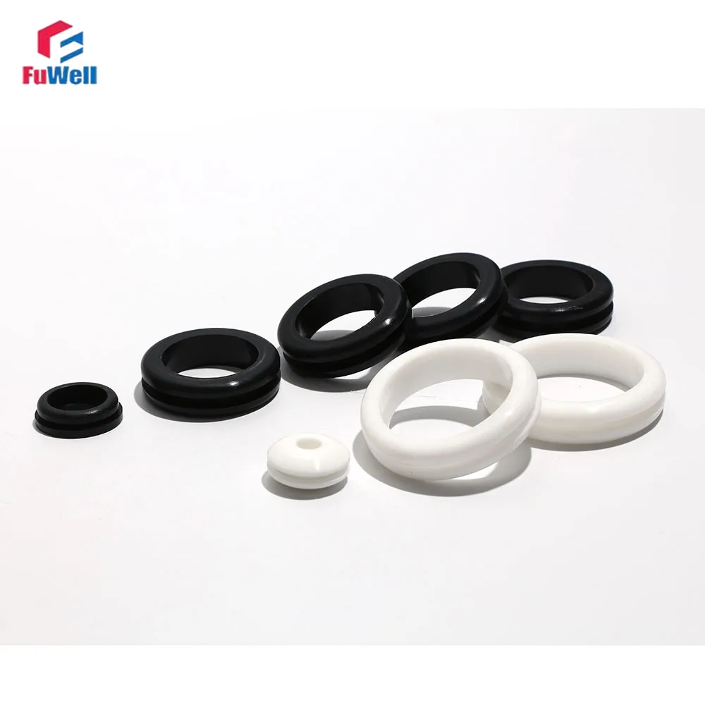 Fuwell rubberen afdichting O-ring kabel isolatiepakking zwart/wit met sleufgat plug voor beschermende draad/kabel