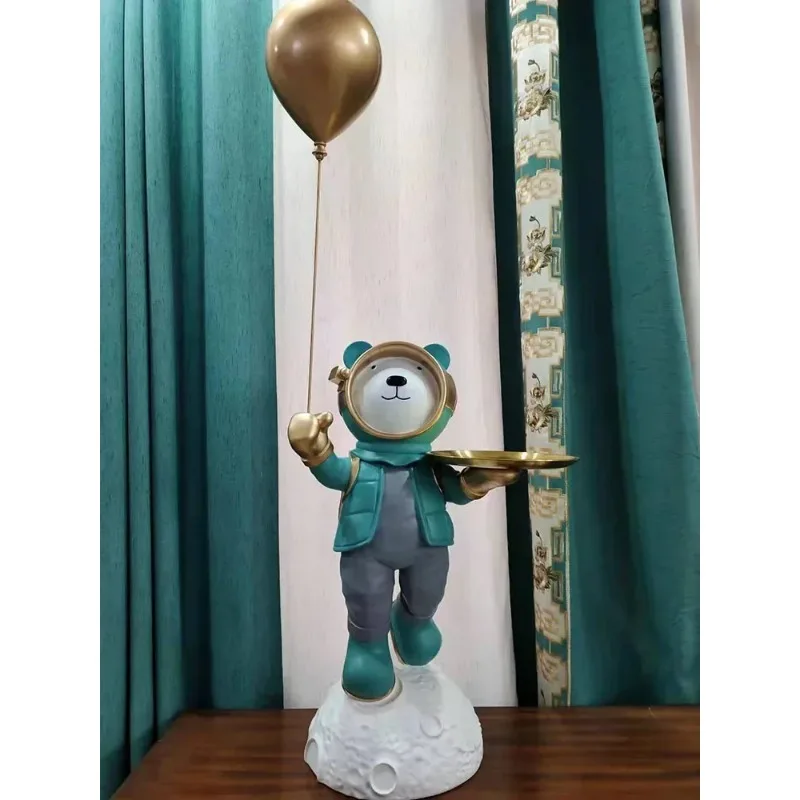 Live Room Decor Nordic Home Decor Balloon Space Bear Statue Resin Statue Sculpture Office Decoration Large Ornaments Figurin