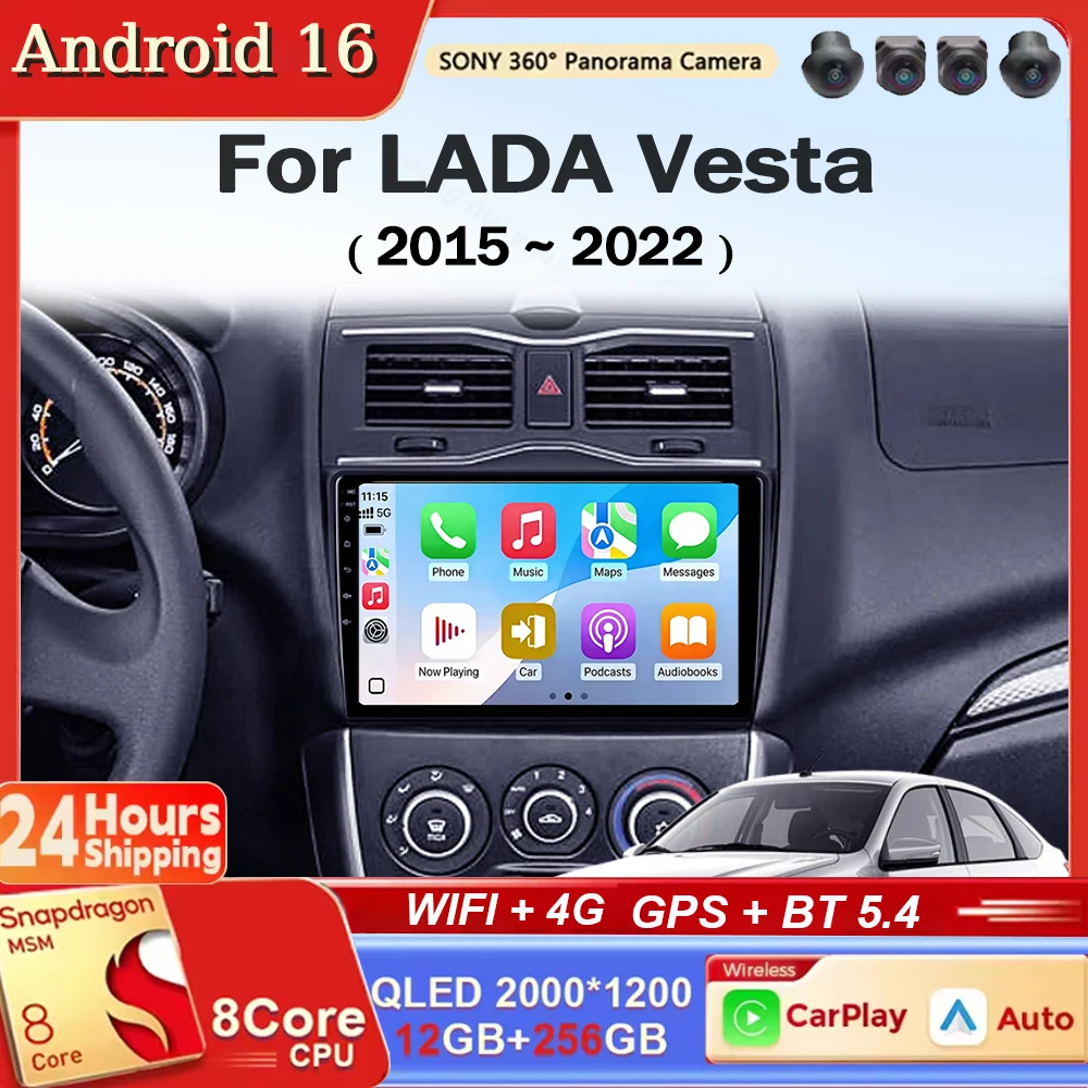 Android 16 Carplay Android Auto Car Radio Multimedia Video Player Navigation HeadUnit For LADA Granta Cross 2018 - 2023