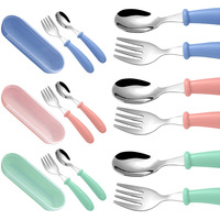 3pcs Children Spoon Forks Box Stainless Steel Dinnerware Cutlery Food Feeding Baby Feeding Tableware Set Children Utensil