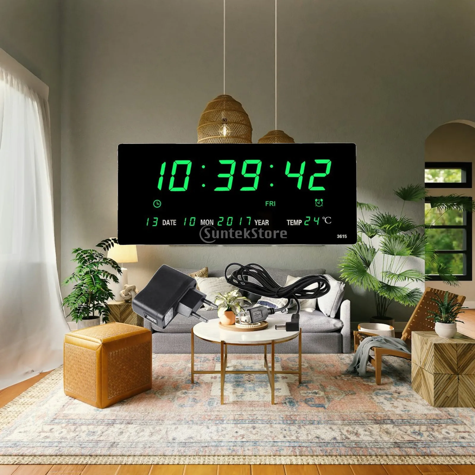 Electric LED Clock Calendar Display with Seconds Decor Alarm Clock Table Clocks for Cafe Living Room Office Girls Boys Teens