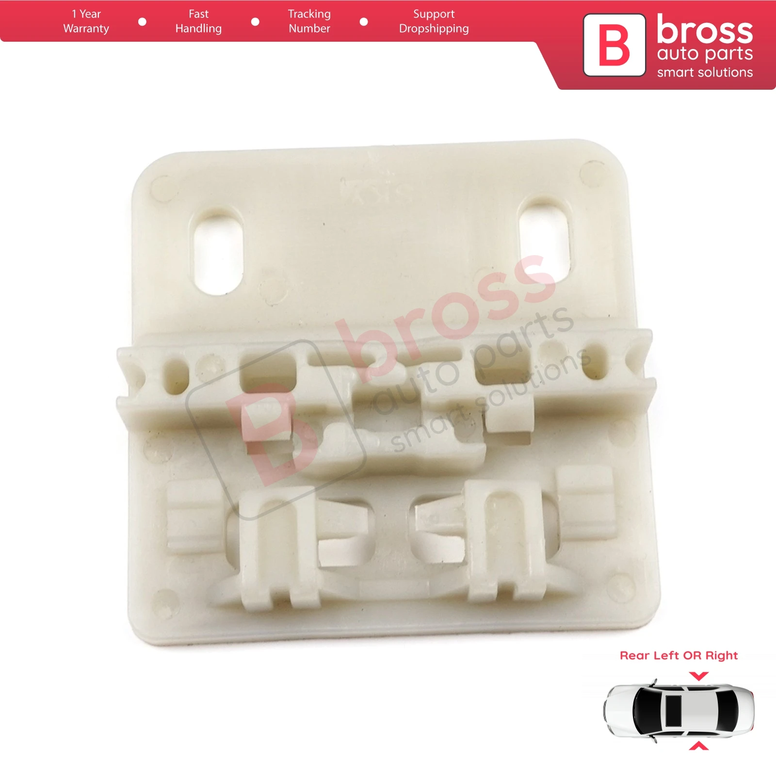 Bross Auto Parts BWR417 Electrical Power Window Regulator Clip, Rear Left or Right for LAND ROVER FREELANDER, VW SHARAN