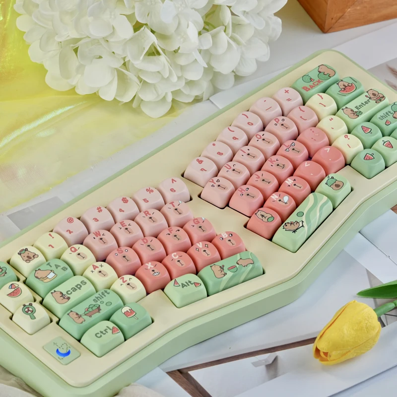 

Колпачки для клавиш из ПБТ с профилем арбуза MOA, сублимационная краска, 130 клавиш, изготовленная на заказ аниме-клавиатура для переключателей Cherry MX, механическая геймерская клавиатура