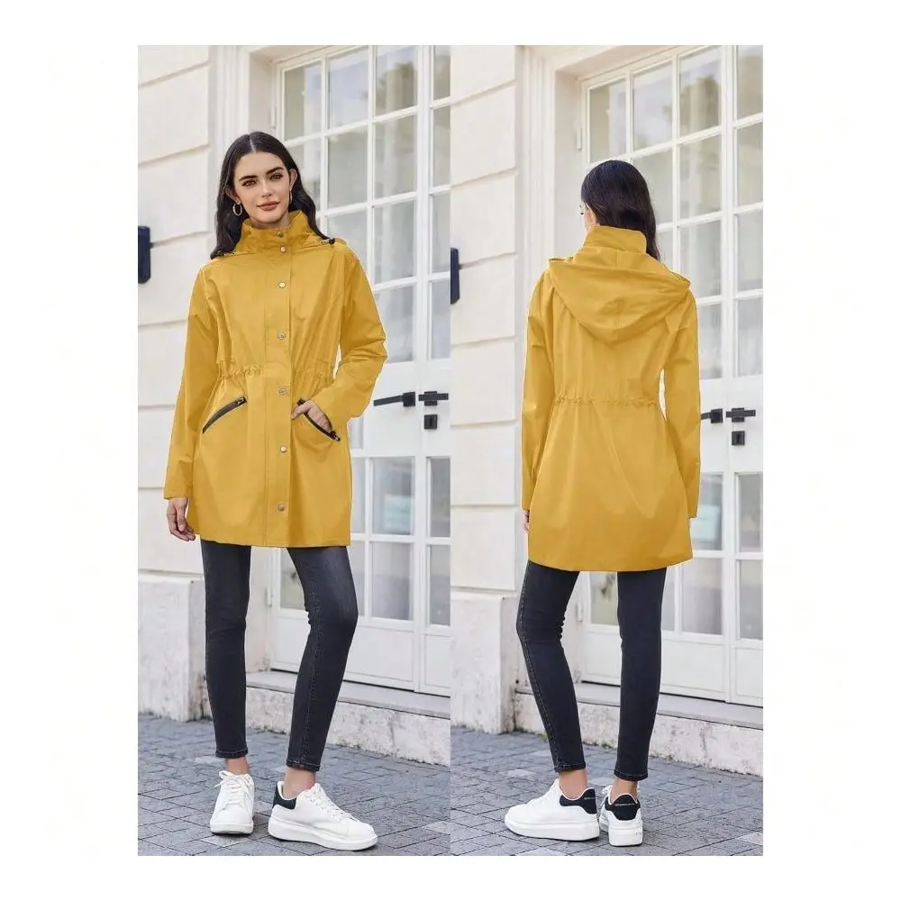 Raincoat Women Waterproof Long Hooded Rain Coats Windbreaker Travel