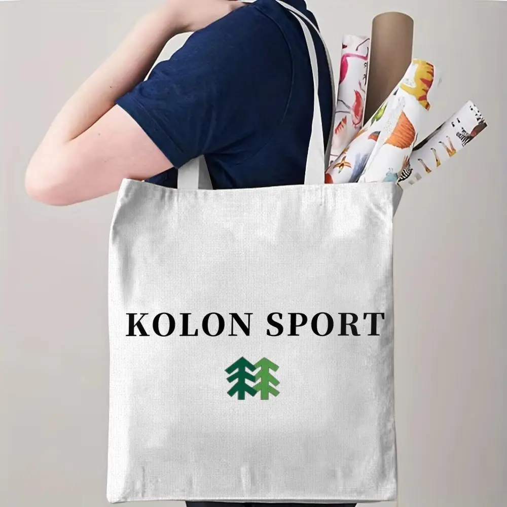 Luxury K-KOLON SPORT Storage Bags Canvas Double-Sided Print Beach Bag Durable Lightweight Shoulder Travel Bag Gift Eco