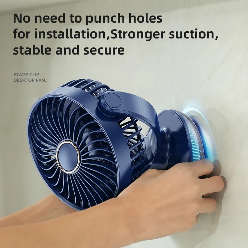 新しい Protable ミニファン充電式 LED デジタルスクリーンファン壁掛けファン 8H タイミング 180 °   調整可能な7つのカラフルなライトファン