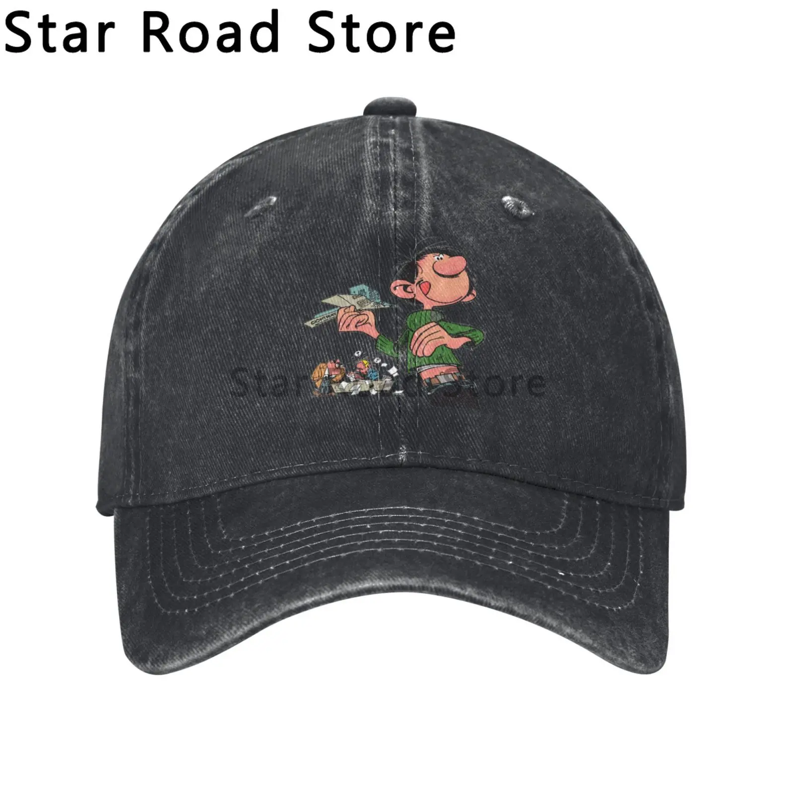 Gorra de béisbol de dibujos animados Gaston Lagaffe in Car Gomer Goof para hombres y mujeres, gorras de mezclilla desgastadas, sombrero para actividades al aire libre, regalo para el sol