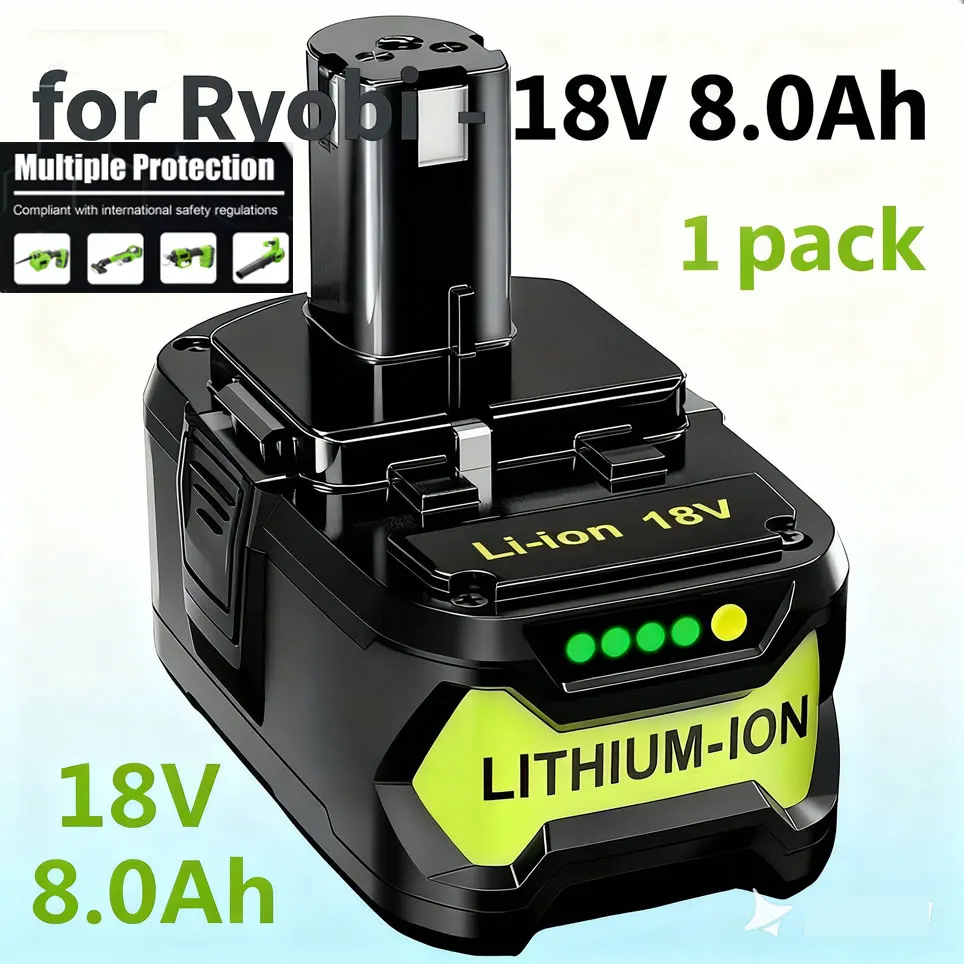 New100% pour RYOBI 18V 8000mAh Lithium-Ion outils électriques batterie rechargeable One + Plus BPL1820 RB18L50 RB18L40 P104 P107 P108 P109