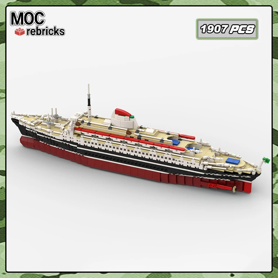 MOC-175846 Andrea Doria Mini zestaw klocków słynne zatopione statki modelują kreatywnych ekspertów klocki zabawkowe prezent na biurko