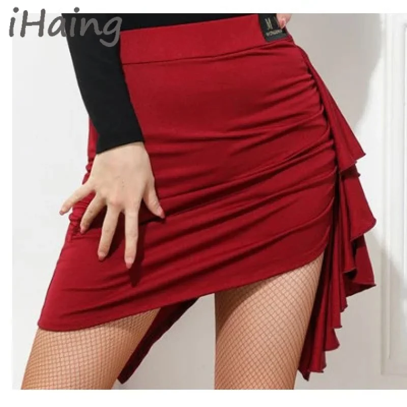 Women's Irregular Latin Tango Salsa Dance Skirt Hip Scarf Smooth Dancewear Ballroom Swing Dance Dresses for Practice