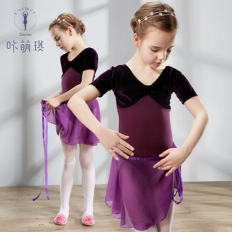 New High Quality Girl Velvet Leotard Kids Ballet Bodysuits Gymnastic Costume For Children 100-150cm Height