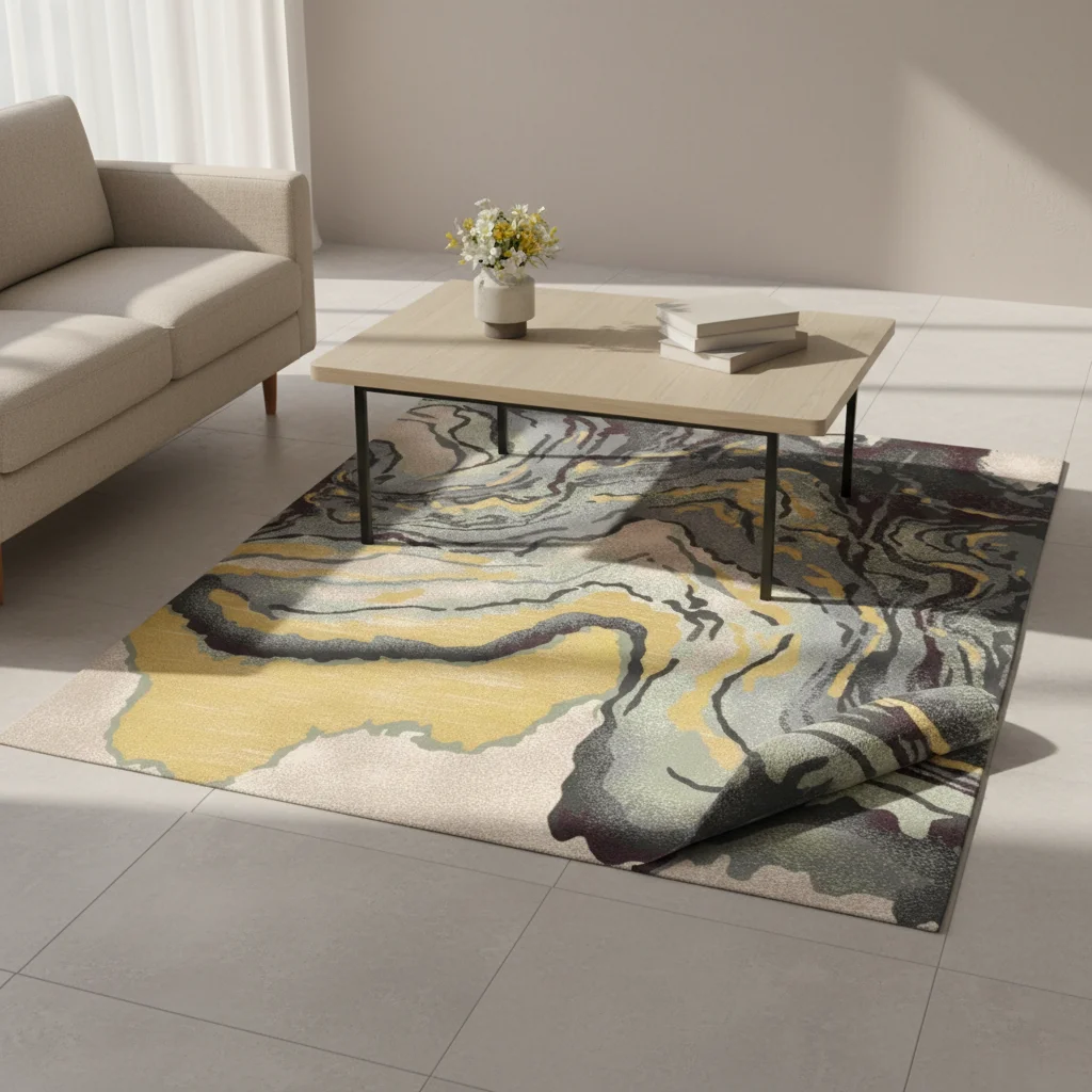 

Square Printed Rug Abstract Design Shimmer Effect for Living Room Bedroom