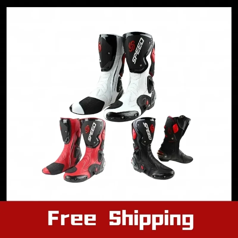 

Hot Motorcycle Shoes Motorcycle Microfiber Speed Motorcycle Racing Boots Safety Protection Riding Leather Size 40-45