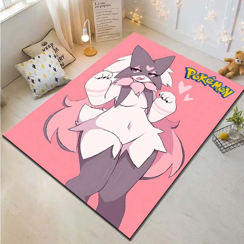 Game Pokémon M-Meowscarada Pattern Living Room Bedroom Carpet Bedside Bathroom Floor Mat Game Room Non-slip Mat Pink Room Decor