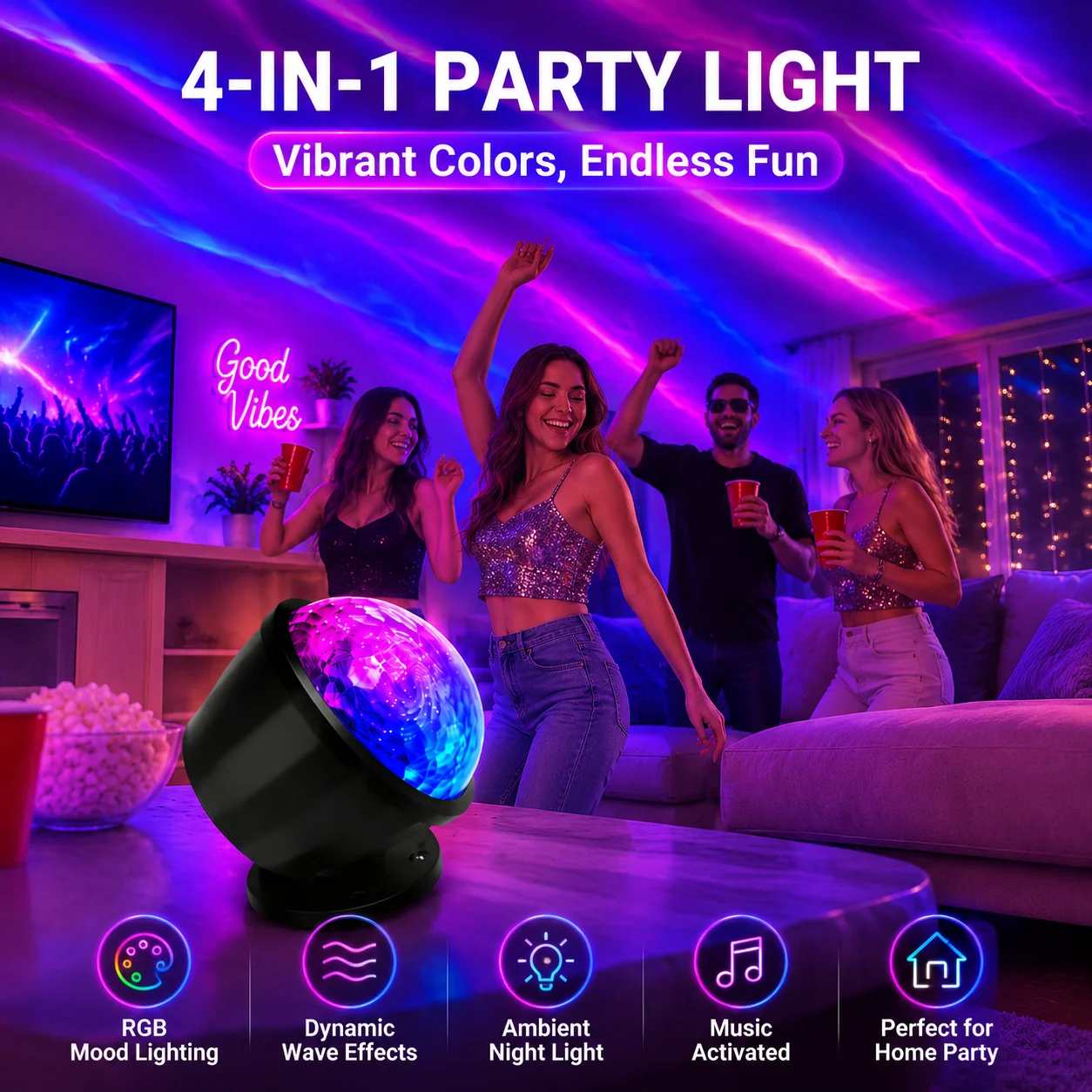 Northern Lights Projector, Colorful Aurora Galaxy Light Projector for Bedroom, Living Room & Party Decoration, Create a Dreamy S