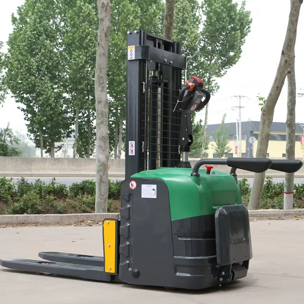 

Customized 2 Ton Pallet Stacker With Adjustable Lifting Forks Walking Stand On Type Full Electric Stacker Electric Forklift Stac