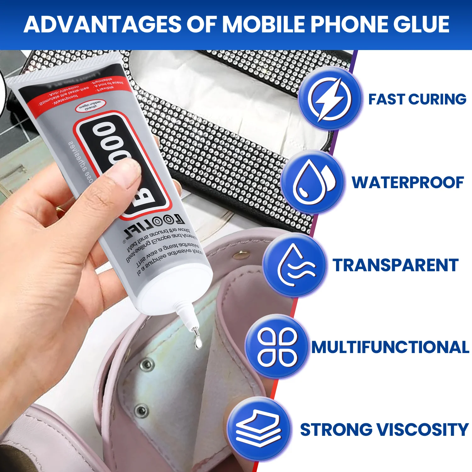 LOOLIFL B-7000 Klej do naprawy skóry 15/25/50/110ml - Klej o wysokiej wytrzymałości do butów, toreb, bez pozostałości i z możliwością mycia