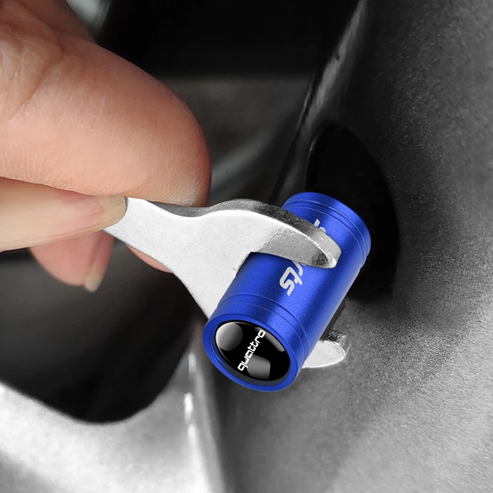 3D Metal Stying Car Wheel Tire Valve Caps Covers Wheel Stem Air Valve Caps For Audi A3 8P 8L 8V A4 B8 A6 C6 C7 S5 Q5 Q3 TT A1 Q7