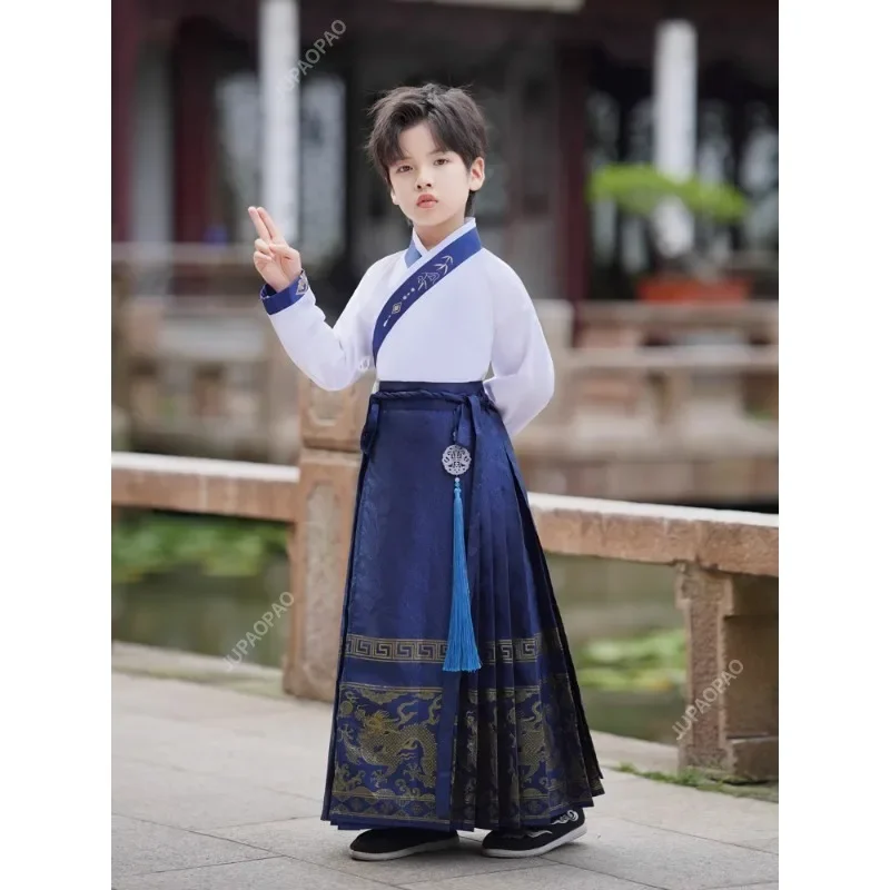 Kids New Year Clothes Ancient Bookboy Student Dress Boy Party Perform Photography Robe Traditional Costume Chinese School Clothe