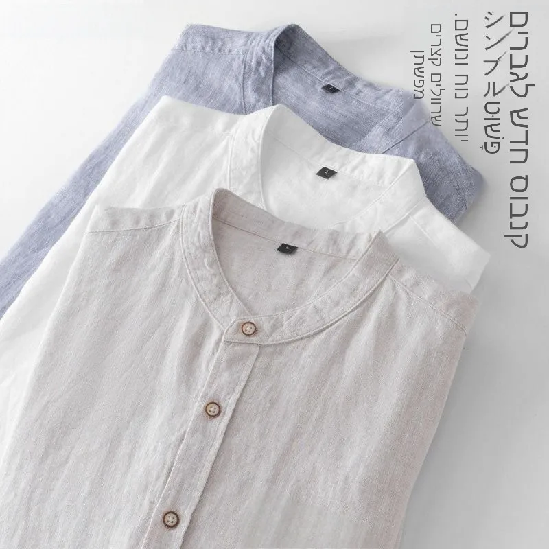 Linseed Cotton Linen Men's Shirt Breathable Short Sleeve Chinese Style Standard Fit Button up Youth Fashion Summer New Arrival