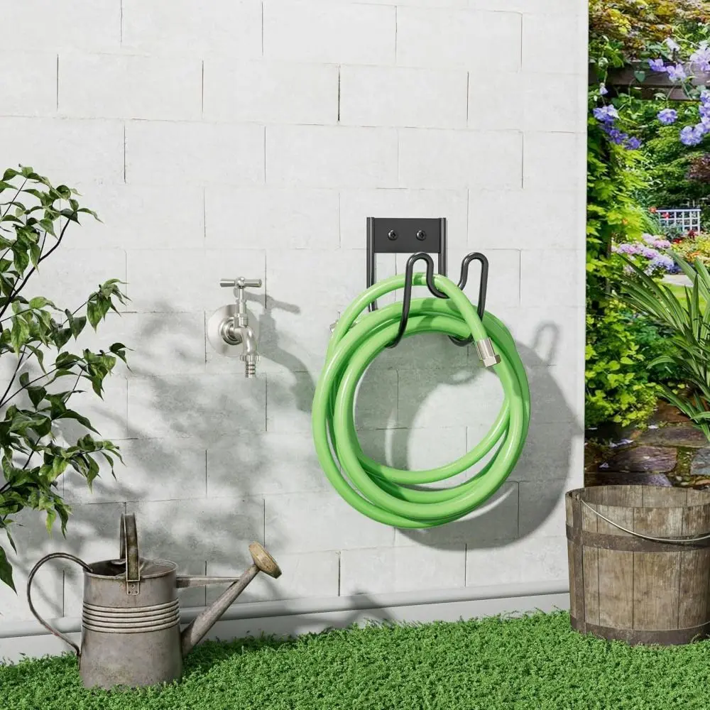 Iron Metal Garden Hose Hanger Wall Mounted Easy Installation Water Hose Rack Garden Water Pipe Hook Outdoor Storage