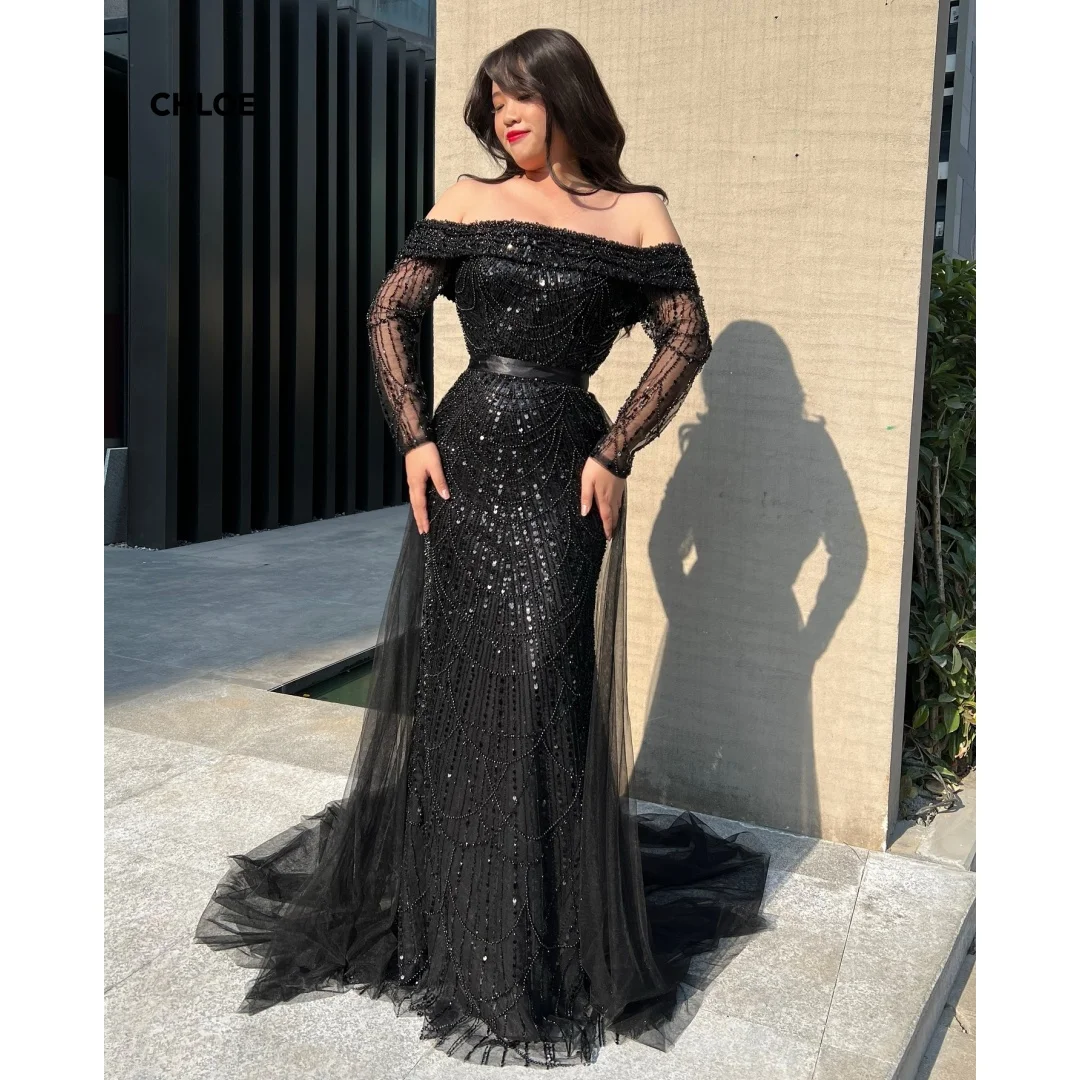 

Line A Evening Dresses Wedding Off-shoulder Custom Made Elegant Dresses Woman Short Sleeve Luxury Women Evening Dress Prom Gown