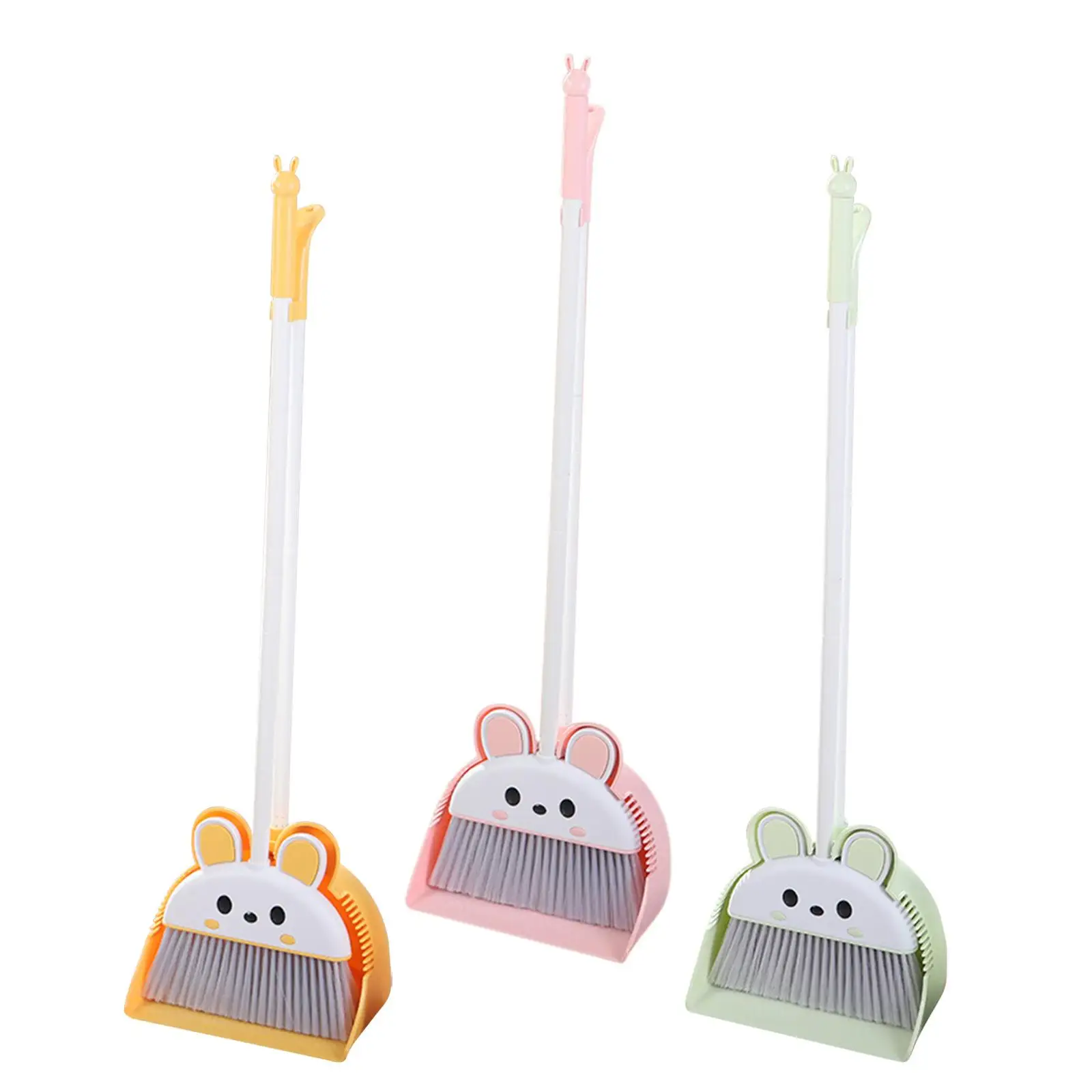 Dustpan Broom Combo Long Handled Broom Set Pet Hair Sweeping Broom Dense Bristles for Kitchen Indoor Outdoor Commercial Toilet